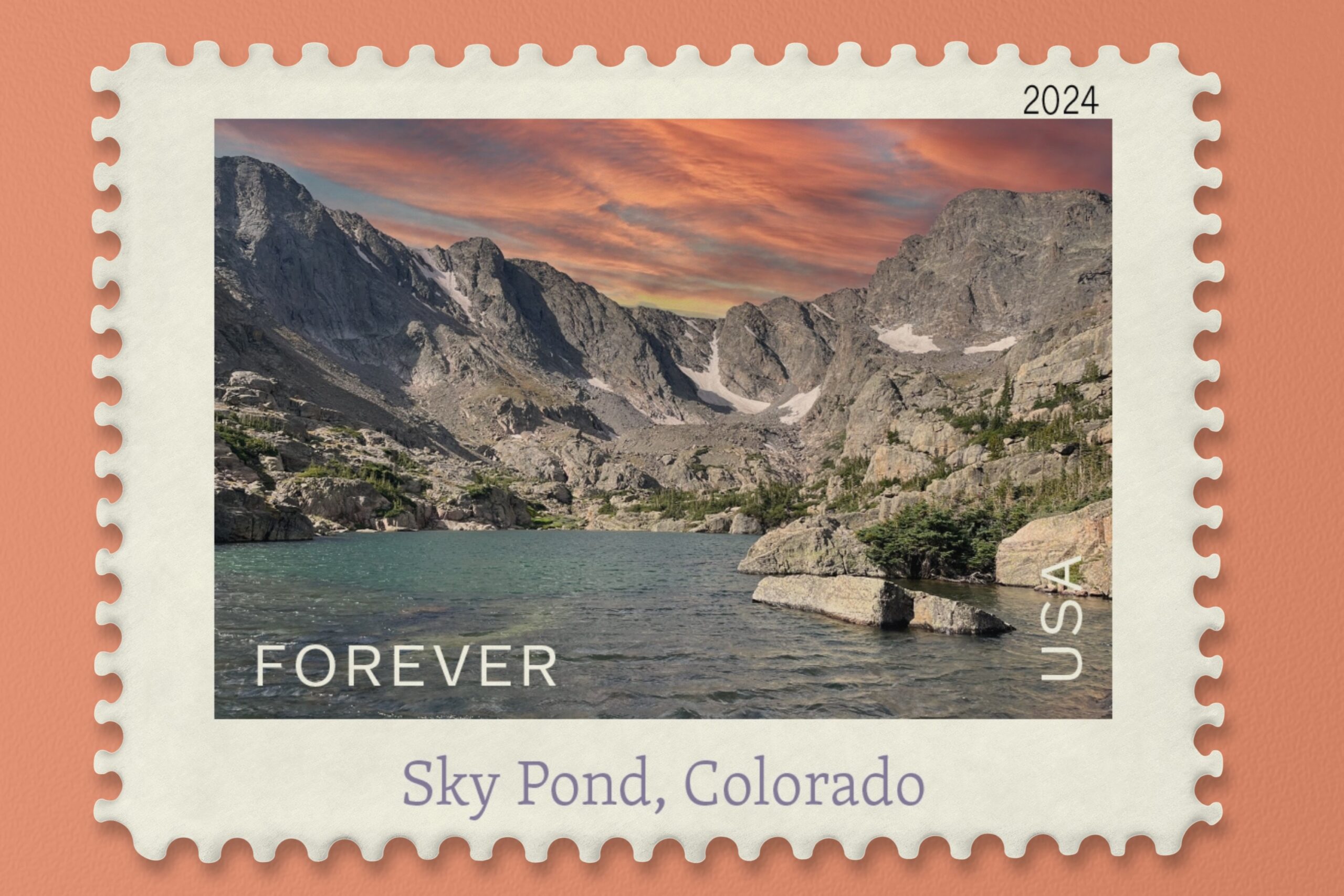 Sky Pond, Colorado Postage Stamp Sky Pond, Colorado Postage Stamp