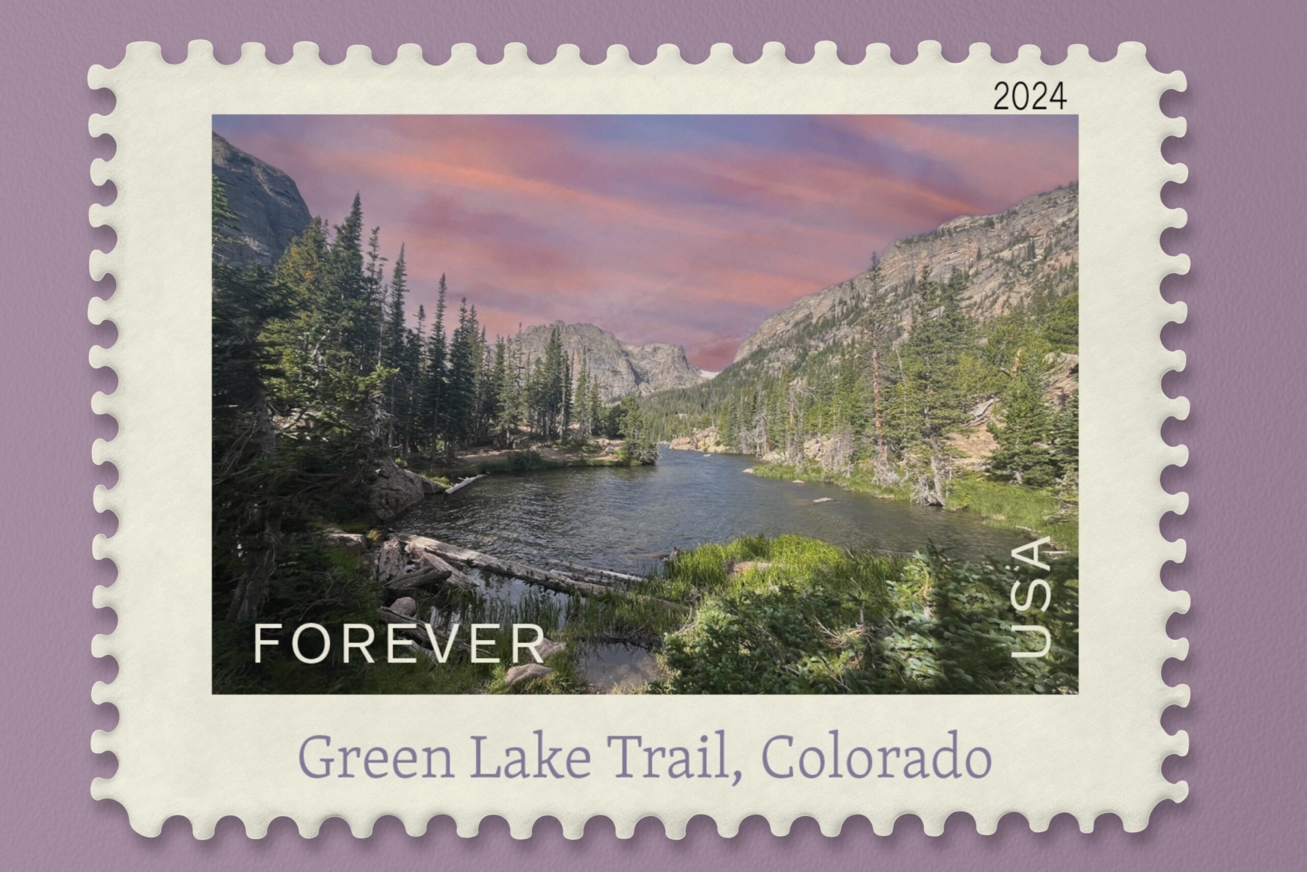 Green Lake Trail Postage Stamp of Green Lake Trail