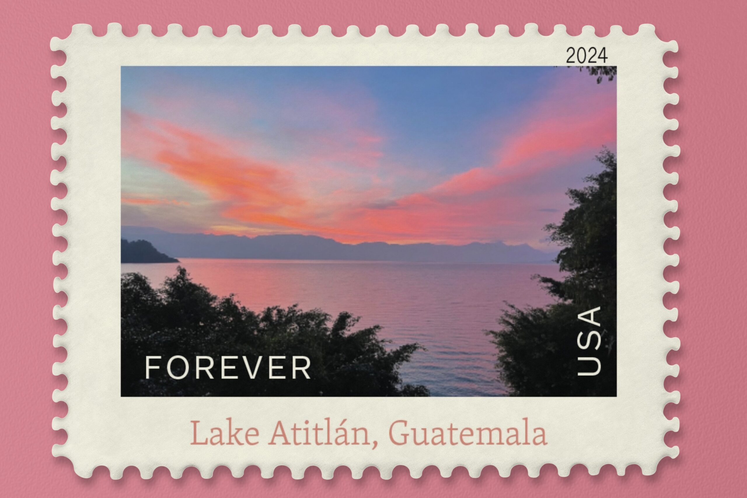 Lake Atitlán, Guatemala Postage Stamp Lake Atitlán, Guatemala Postage Stamp